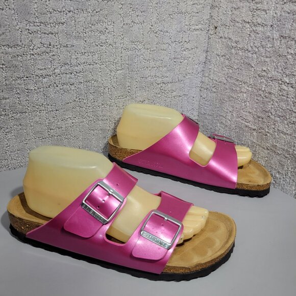 Birkenstock Arizona Unisex Size US L9 M7 Metallic Pink Birko-Flor Slip On Sandal - Picture 12 of 15